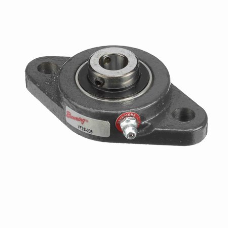 BROWNING Mounted Cast Iron Two Bolt Flange Ball Bearing - 52100 Steel, Black Oxided Inner - Setscrew Lock VF2S-208
